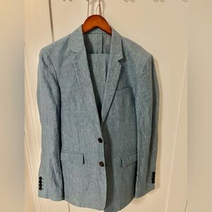 Sandro Blue Linen Suit